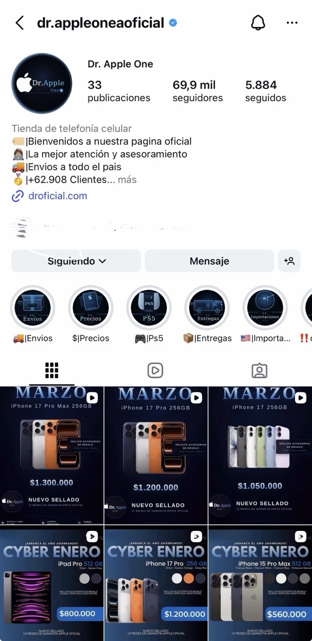 Instagram Dr. Apple One - Verificado con referencias de famosos
